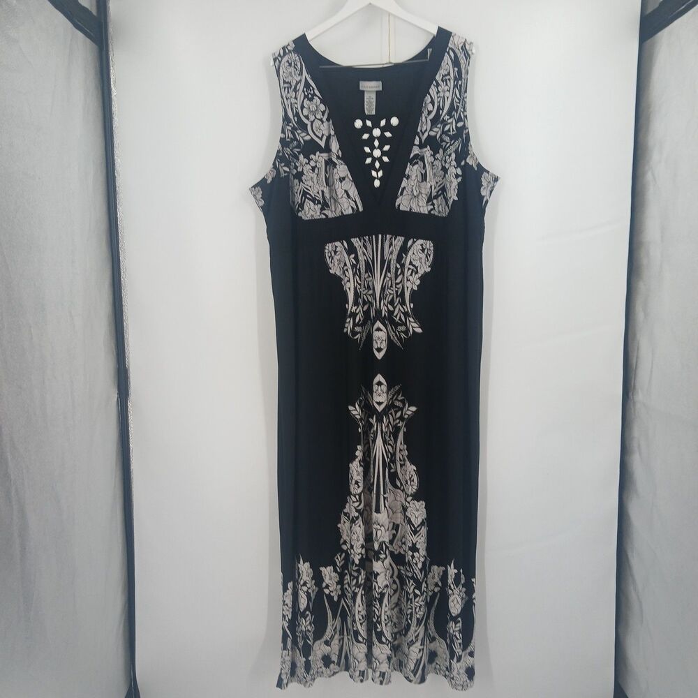 womens plus size 3X or 26/28W catherines black and grey maxi dress tank top